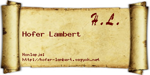 Hofer Lambert névjegykártya